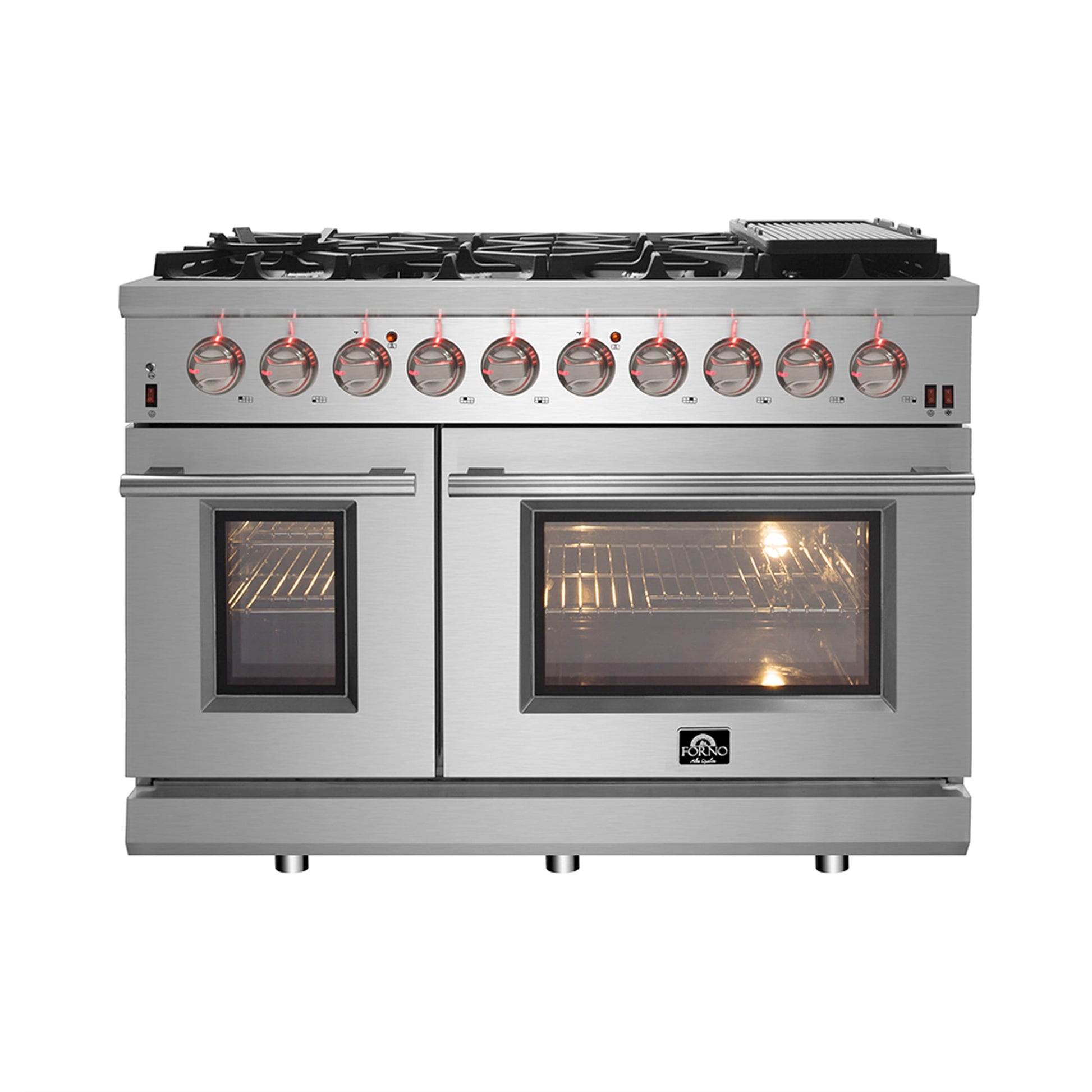 FORNO Massimo 48-in 8 burners 4.32-cu ft / 2.26-cu ft Air Fry Convection Oven Freestanding Double Oven Gas Range