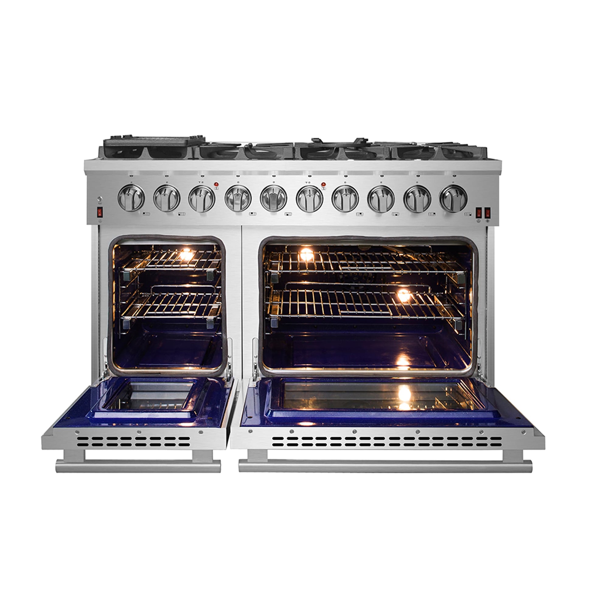 FORNO Massimo 48-in 8 burners 4.32-cu ft / 2.26-cu ft Air Fry Convection Oven Freestanding Double Oven Gas Range