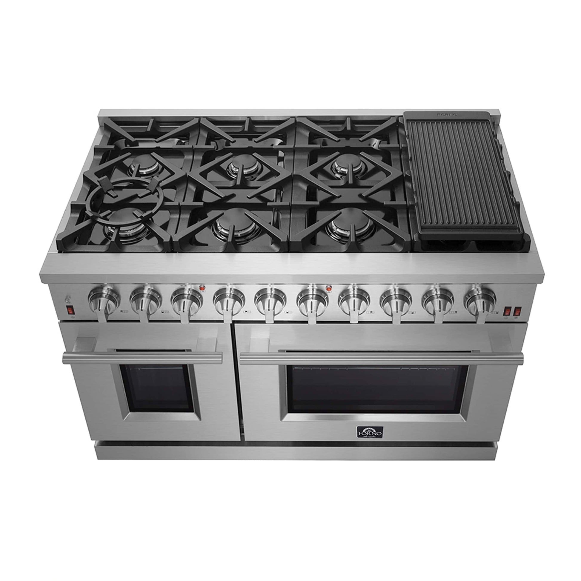 FORNO Massimo 48-in 8 burners 4.32-cu ft / 2.26-cu ft Air Fry Convection Oven Freestanding Double Oven Gas Range