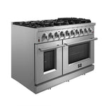 FORNO Massimo 48-in 8 burners 4.32-cu ft / 2.26-cu ft Air Fry Convection Oven Freestanding Double Oven Gas Range