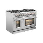 FORNO Massimo 48-in 8 burners 4.32-cu ft / 2.26-cu ft Air Fry Convection Oven Freestanding Double Oven Gas Range
