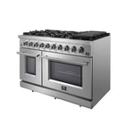 FORNO Massimo 48-in 8 burners 4.32-cu ft / 2.26-cu ft Air Fry Convection Oven Freestanding Double Oven Gas Range