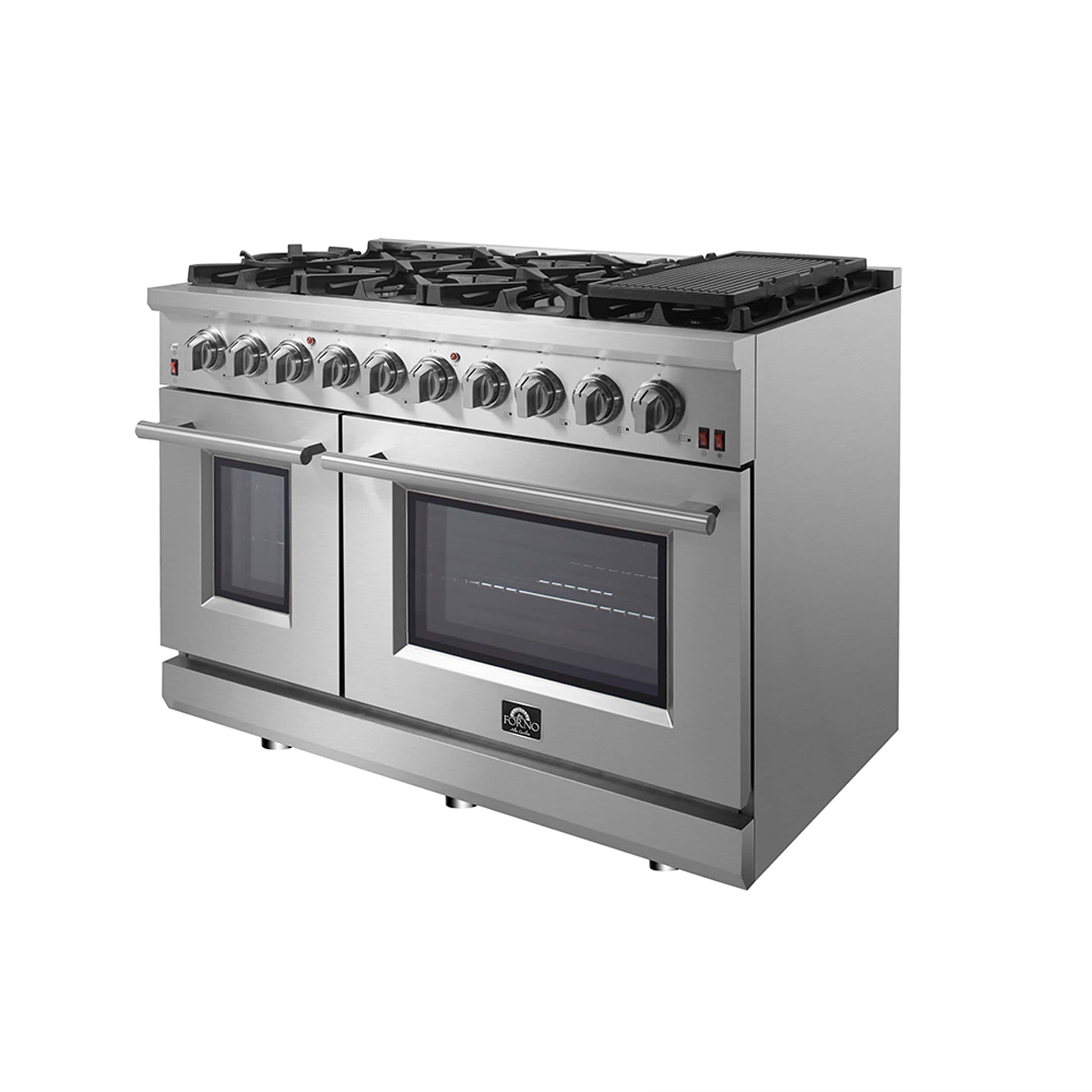 FORNO Massimo 48-in 8 burners 4.32-cu ft / 2.26-cu ft Air Fry Convection Oven Freestanding Double Oven Gas Range