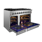 FORNO Massimo 48-in 8 burners 4.32-cu ft / 2.26-cu ft Air Fry Convection Oven Freestanding Double Oven Gas Range