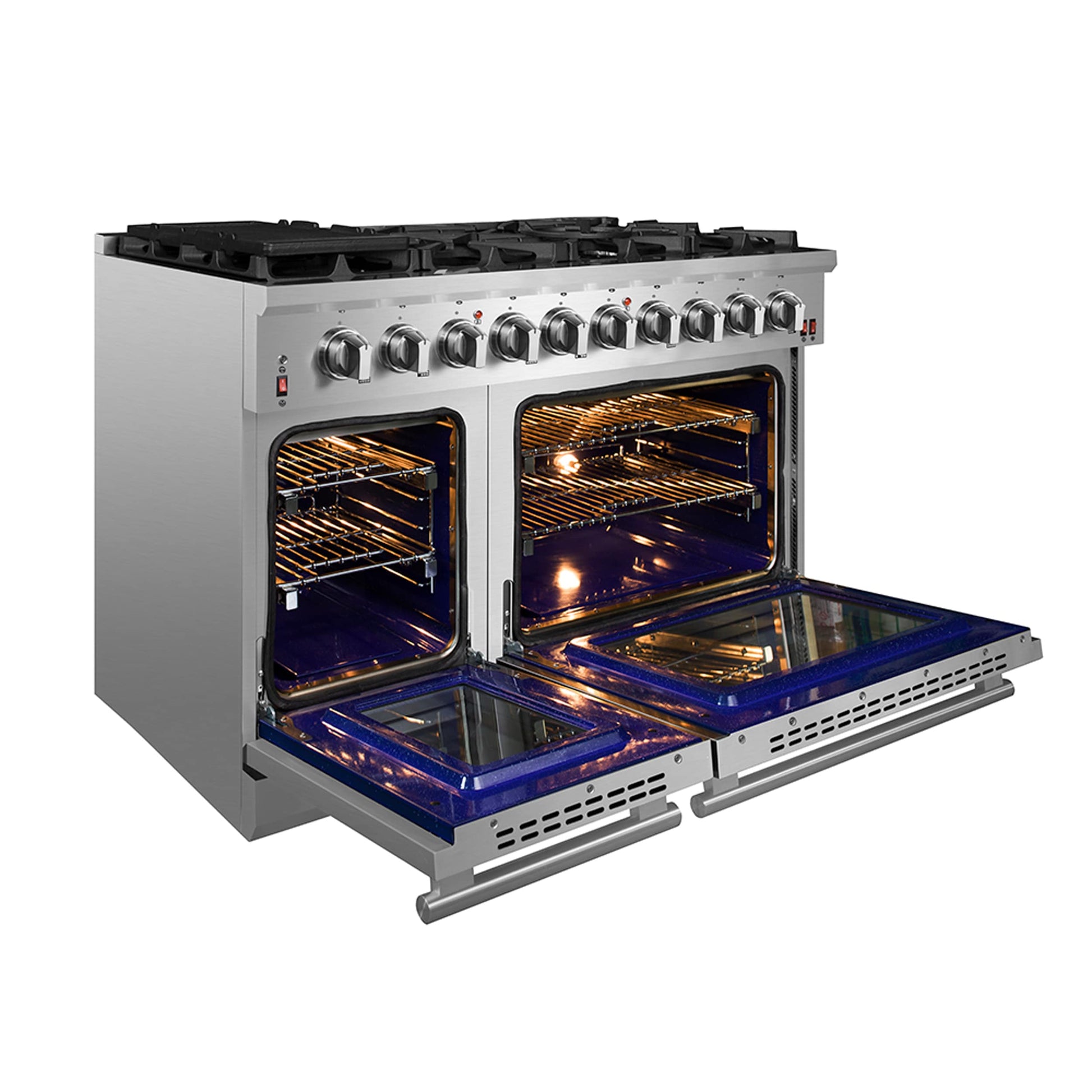 FORNO Massimo 48-in 8 burners 4.32-cu ft / 2.26-cu ft Air Fry Convection Oven Freestanding Double Oven Gas Range