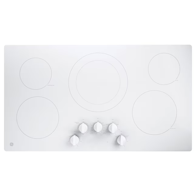GE 36-in 5 burners Smooth Surface (Radiant) White Electric Cooktop, JP3036TLWW *JR2508, Retail: $1,399.00, FINAL PRICE: $799.99 + TAX