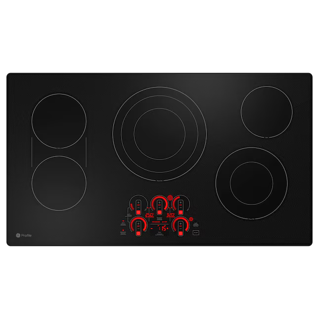 GE Profile 36-in 5 burners Smooth Surface (Radiant) Black Smart Compatible Electric Cooktop with Bridge Element, PEP7036DTBB *JR2508, Retail: $2,199.00, FINAL PRICE: $999.99 + TAX