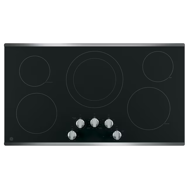GE 36-in 5 burners Smooth Surface (Radiant) Stainless Steel Electric Cooktop, JP3036SLSS *JR2507, Retail: $1,399.00, FINAL PRICE: $649.99 + TAX