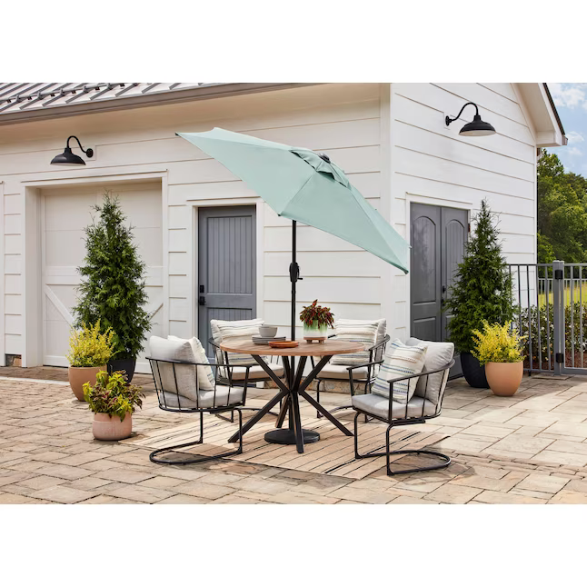 Style Selections Canyon Way Round Outdoor Dining Table 46-in W x 46-in L with Umbrella Hole, LG-23082-TC   5462203 *HD2409, Retail: $300.00, FINAL PRICE: $149.99 + TAX