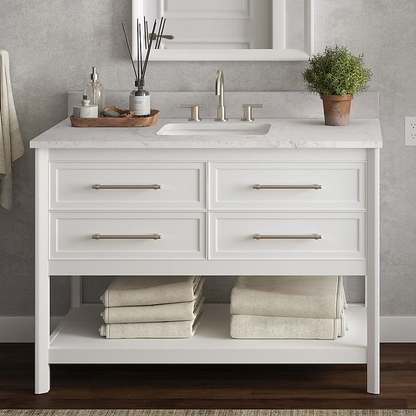 Ellen DeGeneres Riven 48-in White Undermount Single Sink Bathroom Vanity with Calacatta Engineered Stone Top, 1480VA-48-201-925-UM, FINAL PRICE: $749.99 + Tax