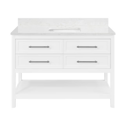 Ellen DeGeneres Riven 48-in White Undermount Single Sink Bathroom Vanity with Calacatta Engineered Stone Top, 1480VA-48-201-925-UM, FINAL PRICE: $749.99 + Tax