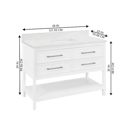 Ellen DeGeneres Riven 48-in White Undermount Single Sink Bathroom Vanity with Calacatta Engineered Stone Top, 1480VA-48-201-925-UM, FINAL PRICE: $749.99 + Tax