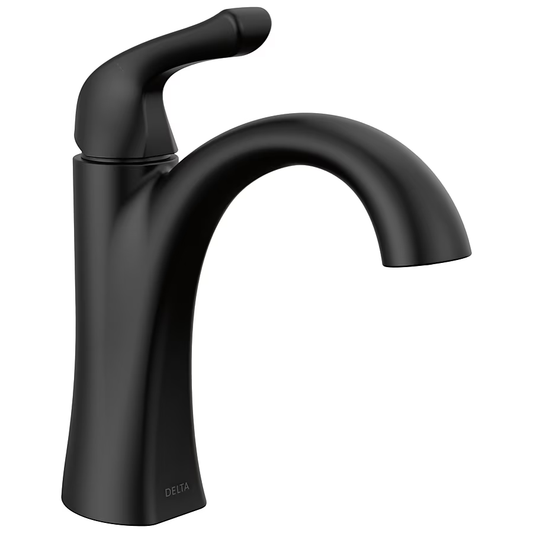 Delta Arvo Matte Black Single Hole 1-Handle WaterSense Bathroom Sink Faucet with Drain and Deck Plate, 15840LF-BL *HD2406, Retail: $248.95, FINAL PRICE: $84.99 + TAX