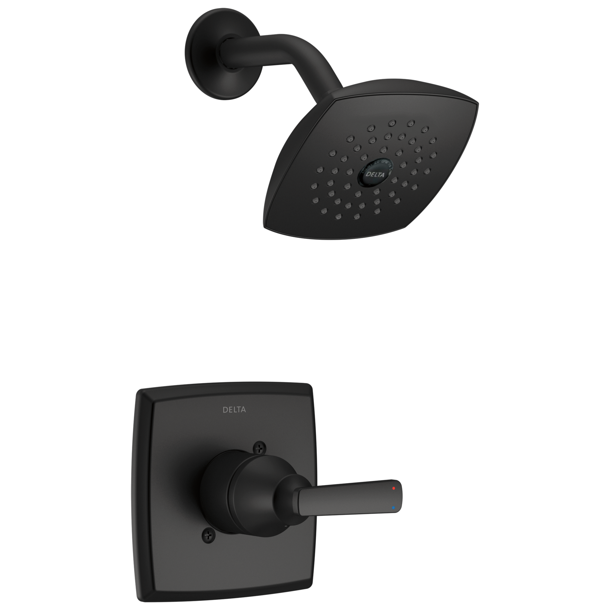 Delta Ashlyn Matte Black 1-handle Single function 5.25-in Square Shower Faucet ( Valve not Included )