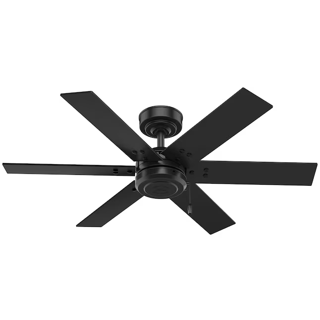 Hunter Perlman 44-in Outdoor Matte Black with Matte Black/Grey Walnut Stripe Blades Ceiling Fan Without Light (6-Blade), 51168 *HD2507, Retail: $104.98, FINAL PRICE: $59.99 + TAX