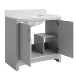 **ASSEMBLY REQUIRED** Ellen DeGeneres Norbeck 37-in Light Gray Undermount Single Sink Bathroom Vanity with Carrara Engineered Marble Top, 2342VA-37-242-925-UM, [FB277], FINAL PRICE: $529.99 + Tax