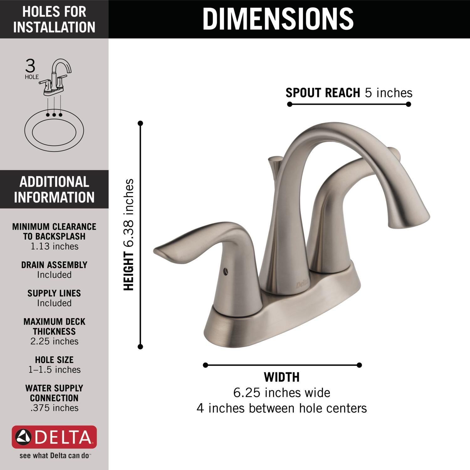 Delta Lahara Two Handle Centerset Bathroom Faucet in Stainless Steel, 2538-SSMPU-DST, MRSP: $201.53, FINAL PRICE: $79.99 + TAX