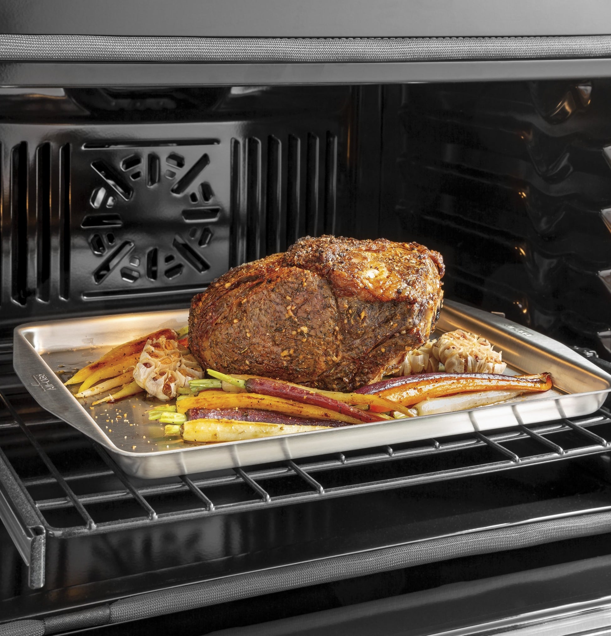 GE Cafe Modern Glass 30 inch Double Electric Wall Oven with Air Fry Self + Steam Cleaning ( Platinum Glass )