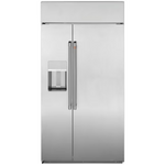Cafe 24.5-cu ft Counter-Depth 42-in Wide Side-by-Side Refrigerator Built-In Smart Compatible with Ice Maker + Water and Ice Dispenser (Stainless Steel with Brushed Stainless Handles), CSB42YP2NS1 *JR2510, Retail: $10,729.00, FINAL PRICE: $7,499.99 + TAX