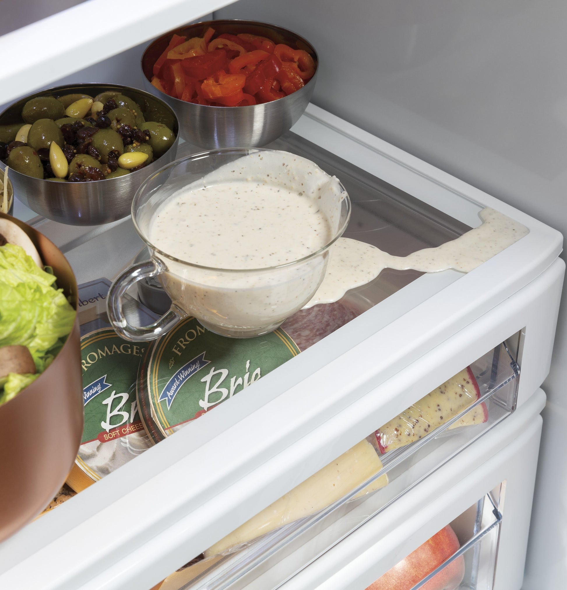 Cafe 24.5-cu ft Counter-Depth 42-in Wide Side-by-Side Refrigerator Built-In Smart Compatible with Ice Maker ,Water and Ice Dispenser ( Stainless Steel with Brushed Stainless Handles )