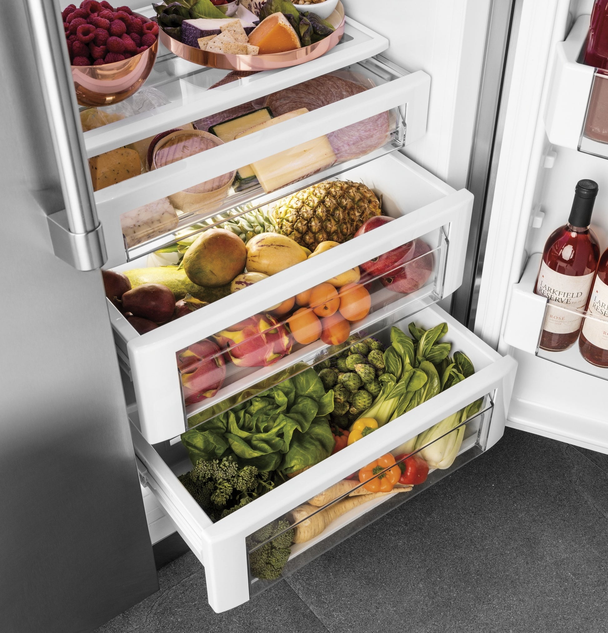 Cafe 24.5-cu ft Counter-Depth 42-in Wide Side-by-Side Refrigerator Built-In Smart Compatible with Ice Maker ,Water and Ice Dispenser ( Stainless Steel with Brushed Stainless Handles )