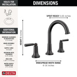 Delta Saylor Two Handle Widespread Bathroom Faucet in Matte Black, 3535-BLMPU-DST, MRSP: $399, FINAL PRICE: $179.99 + TAX