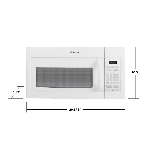 Hotpoint 30-in 1.6-cu ft Over-the-Range Microwave (White), RVM5160DHWW *JR2508, Retail: $319.00, FINAL PRICE: $179.99 + TAX