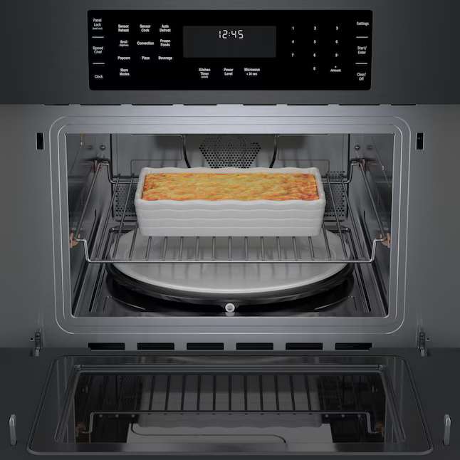 Bosch 800 Series 1.6-cu ft 1000-Watt 29.75-in Built-In Microwave with Sensor Cooking Controls (Black Stainless Steel)
