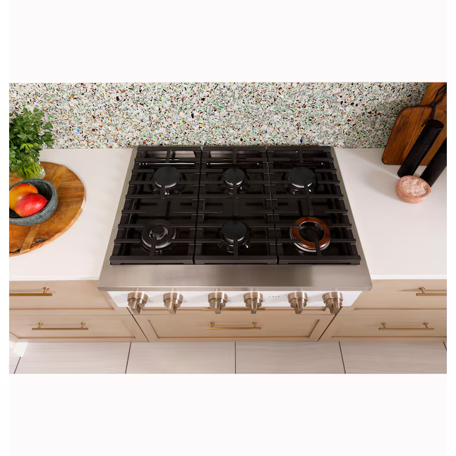 CAFE 36-in Commercial-Style Natural Gas Rangetop with 6 Burners in Matte White, CGU366P4TW2 *JR2511, Retail: $4,499.00, FINAL PRICE: $2,999.99 + TAX