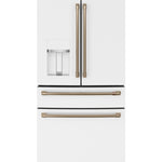 Cafe Standard-Depth 27.8-cu ft 36-in Wide French Door Refrigerator with Ice Maker ( Matte White with Brushed Bronze Handles