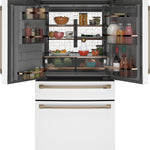 Cafe Standard-Depth 27.8-cu ft 36-in Wide French Door Refrigerator with Ice Maker ( Matte White with Brushed Bronze Handles