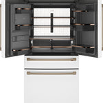 Cafe Standard-Depth 27.8-cu ft 36-in Wide French Door Refrigerator with Ice Maker ( Matte White with Brushed Bronze Handles