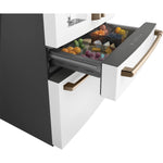 Cafe Standard-Depth 27.8-cu ft 36-in Wide French Door Refrigerator with Ice Maker ( Matte White with Brushed Bronze Handles