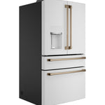 Cafe Standard-Depth 27.8-cu ft 36-in Wide French Door Refrigerator with Ice Maker ( Matte White with Brushed Bronze Handles