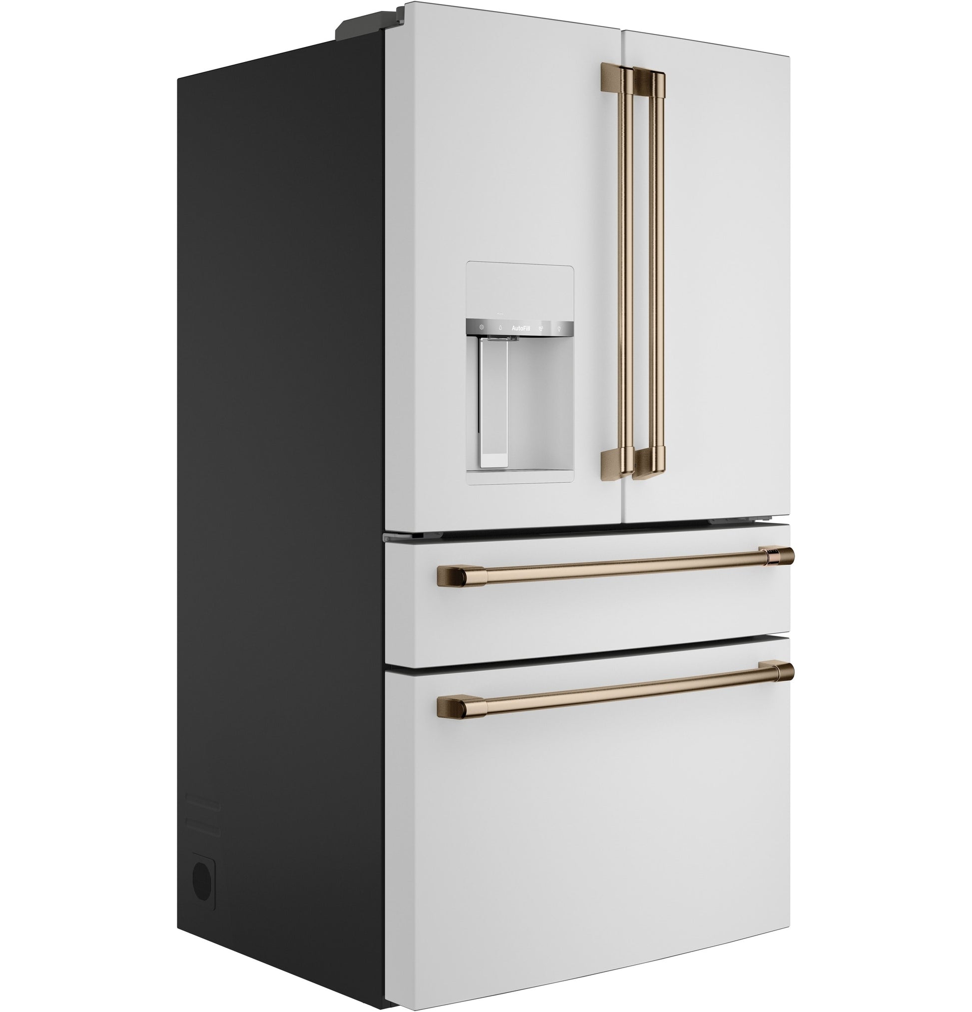 Ge Cafe Standard-Depth 27.8-cu ft 36-in Wide French Door Refrigerator with Ice Maker ( Matte White with Brushed Bronze Handles