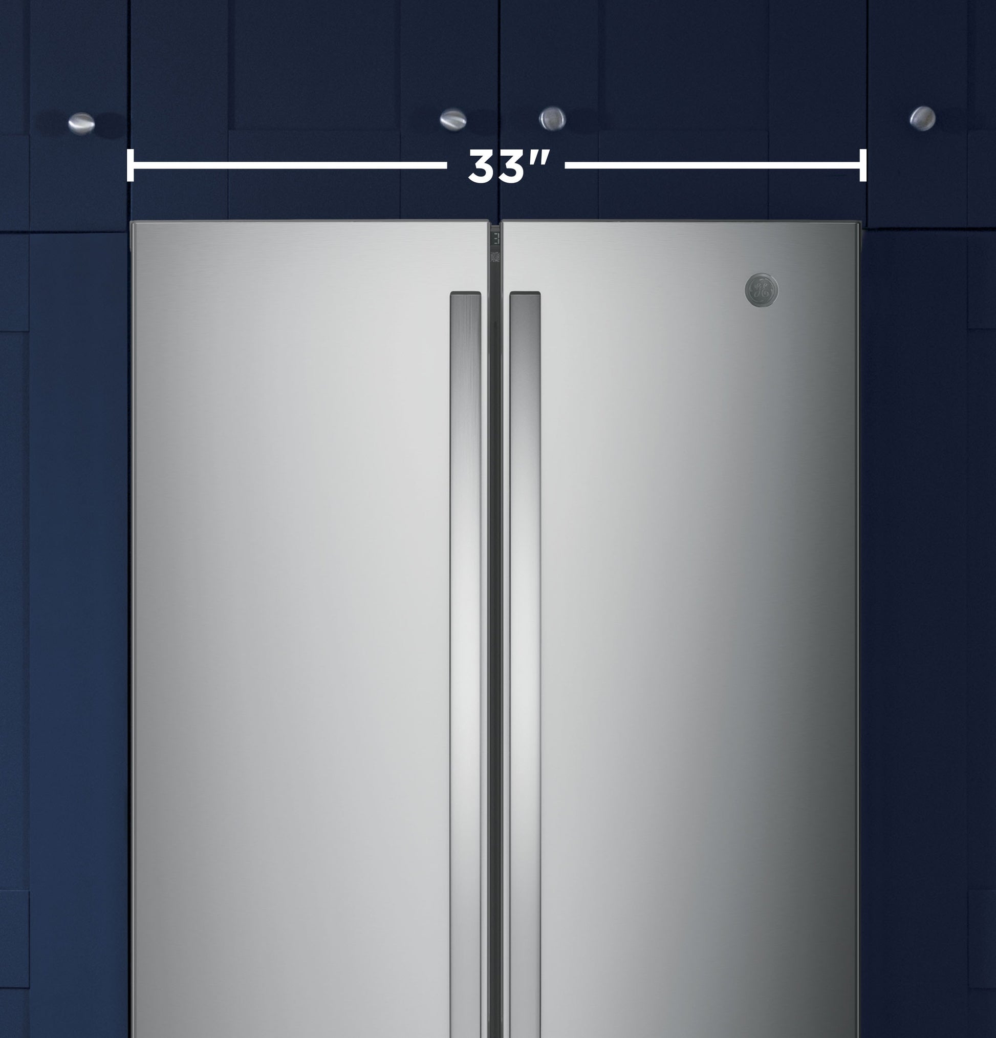 GE Standard-Depth 24.8-cu ft 3 -Door 33-in Wide French Door Refrigerator with Ice Maker with Water Dispenser ( Fingerprint-resistant Stainless Steel ) ENERGY STAR Certified