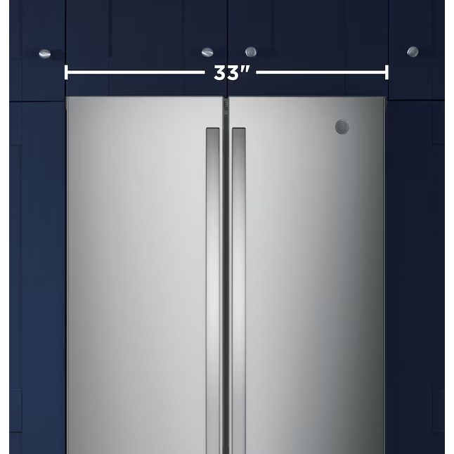GE Standard-Depth 23.7-cu ft 3-Door French Door Refrigerator with Ice Maker with Water and Ice Dispenser (Fingerprint-resistant Stainless Steel), GFE24JYKFS *JR2509, Retail: $2,999.00, FINAL PRICE: $1,599.99 + TAX