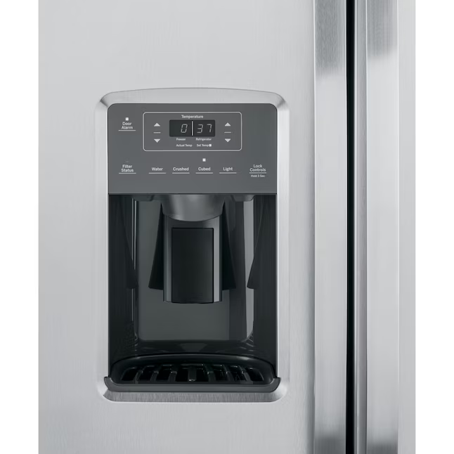 GE 25.3-cu ft Side-by-Side Refrigerator with Ice Maker - Water and Ice Dispenser (Stainless Steel)