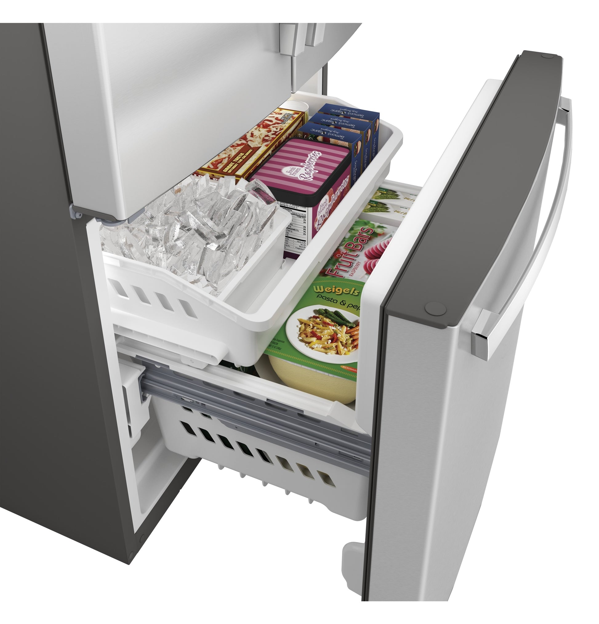 GE Standard-Depth 24.8-cu ft 3 -Door 33-in Wide French Door Refrigerator with Ice Maker with Water Dispenser ( Fingerprint-resistant Stainless Steel ) ENERGY STAR Certified
