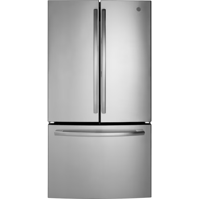 GE Standard-Depth 27-cu ft  3-Door 36-in French Door Refrigerator with Ice Maker with Water Dispenser (Fingerprint-resistant Stainless Steel), GNE27JYMFS *JR2512, Retail: $2,599.00, FINAL PRICE: $1,199.99 + TAX