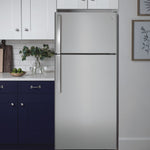 GE 17.5-cu ft Standard-Depth 28-in Wide Top-Freezer Refrigerator ( Fingerprint Resistant Stainless Steel )