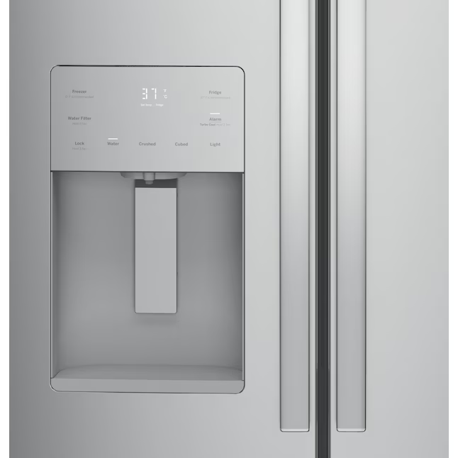 GE Standard-Depth 23.7-cu ft 3-Door French Door Refrigerator with Ice Maker with Water and Ice Dispenser (Fingerprint-resistant Stainless Steel), GFE24JYKFS *JR2509, Retail: $2,999.00, FINAL PRICE: $1,599.99 + TAX