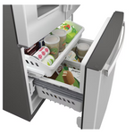 GE Standard-Depth 23.7-cu ft 3-Door French Door Refrigerator with Ice Maker with Water and Ice Dispenser (Fingerprint-resistant Stainless Steel), GFE24JYKFS *JR2509, Retail: $2,999.00, FINAL PRICE: $1,599.99 + TAX