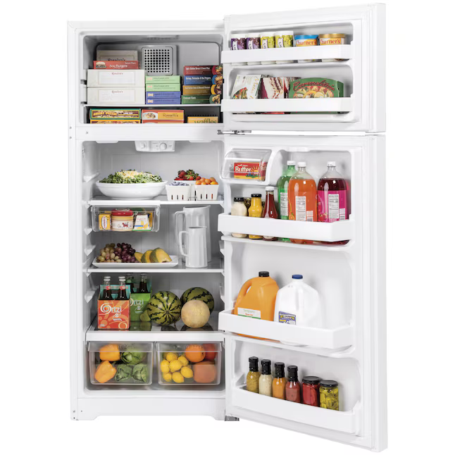 GE 17.5-cu ft Standard-Depth 28-in Top-Freezer Refrigerator (White), GTS18HGNRWW *JR2512, Retail: $999.00, FINAL PRICE: $479.99 + TAX