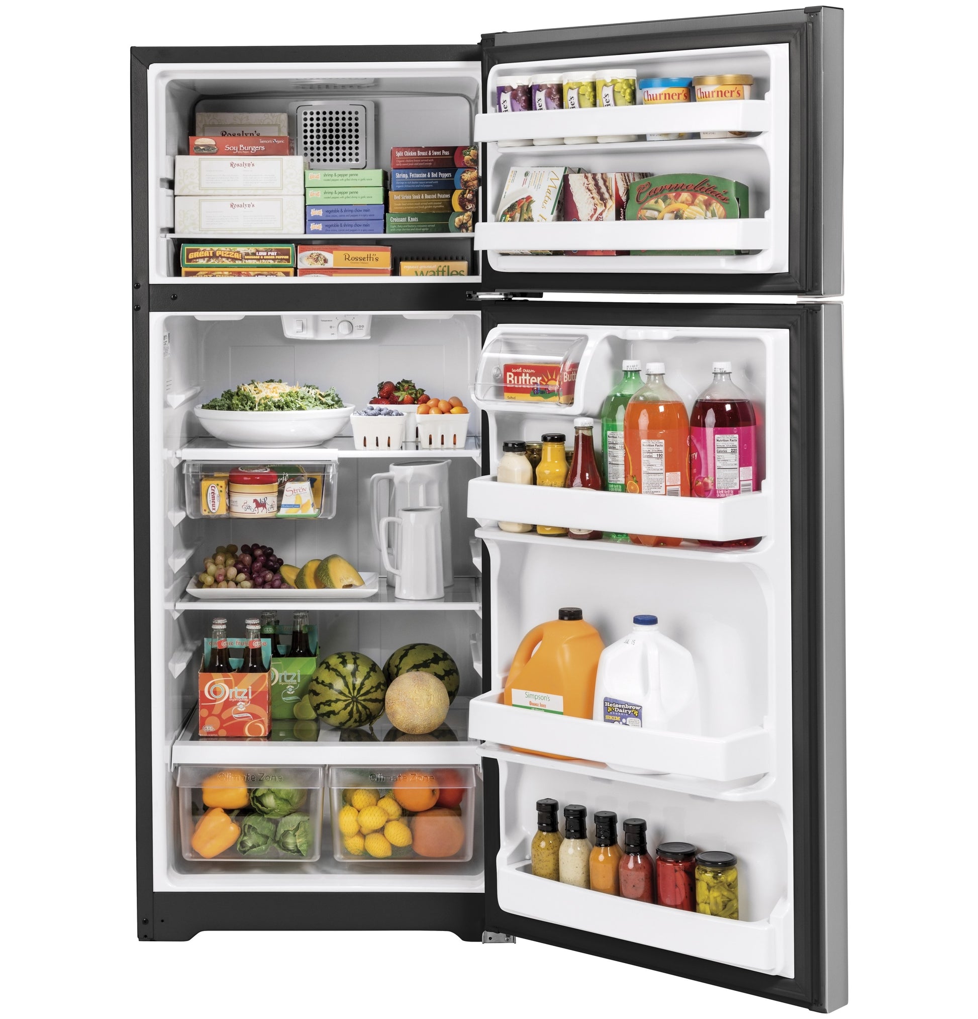 GE 17.5-cu ft Standard-Depth 28-in Wide Top-Freezer Refrigerator ( Fingerprint Resistant Stainless Steel )