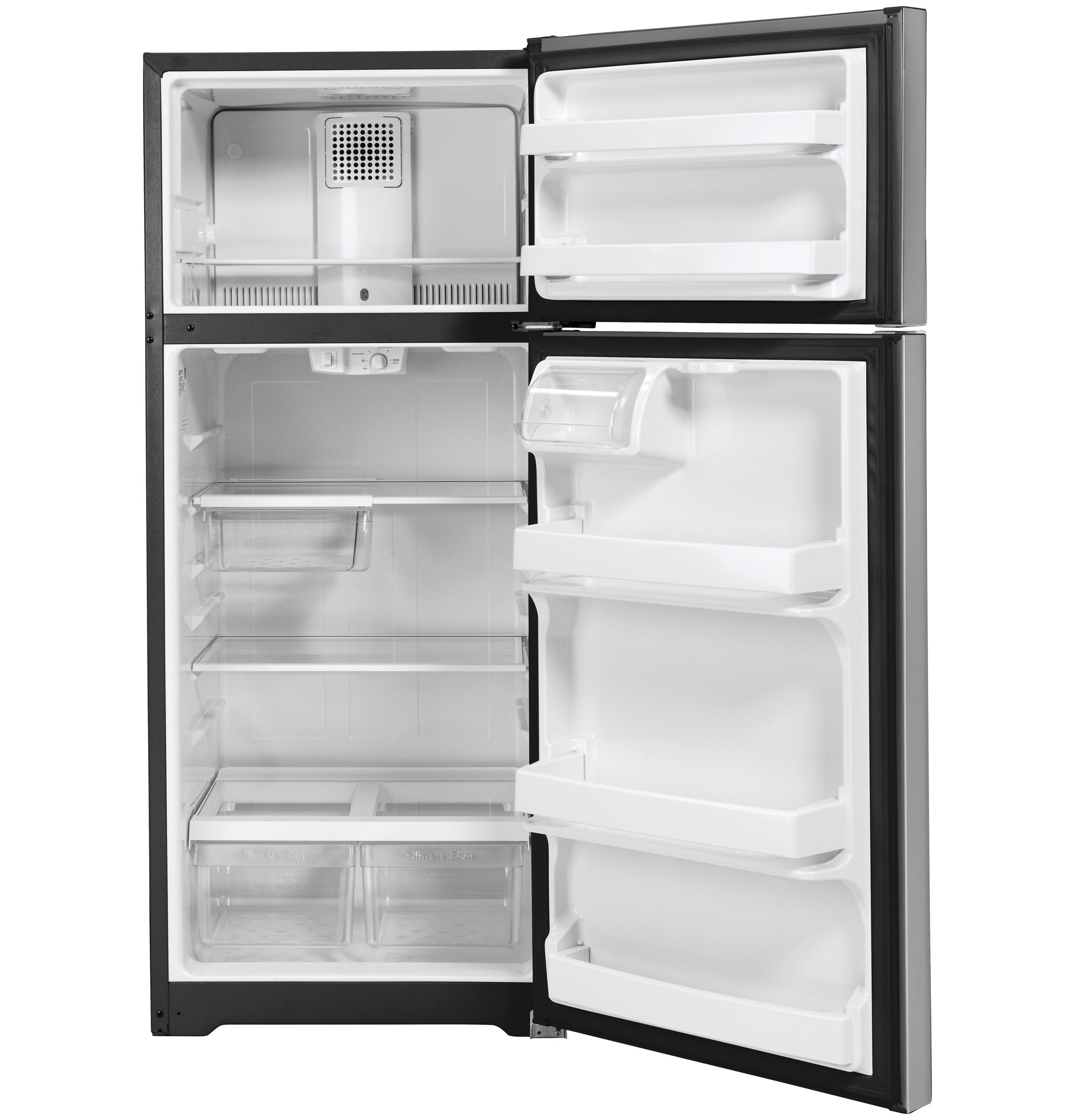GE 17.5-cu ft Standard-Depth 28-in Wide Top-Freezer Refrigerator ( Fingerprint Resistant Stainless Steel )