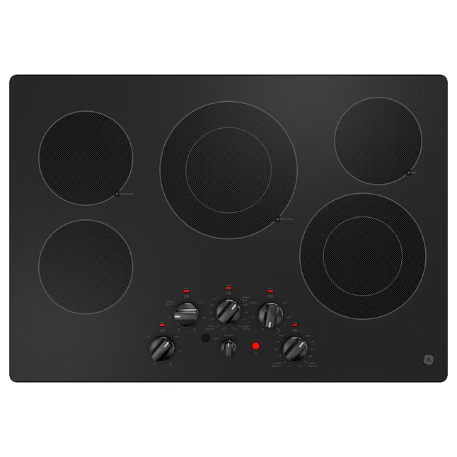 GE 30-in 5 burners Smooth Surface Black Electric Cooktop