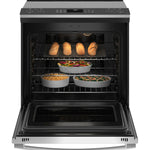 GE Profile 30-in Glass Top 5 burners 5.3-cu ft Air Fry Convection Oven Slide-In Electric Range ( Fingerprint Resistant Stainless Steel )