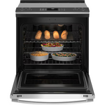 GE Profile 30-in Glass Top 5 burners 5.3-cu ft Air Fry Convection Oven Slide-In Electric Range (Fingerprint Resistant Stainless Steel), PSS93YPFS *HD2509, Retail: $2,499.00, FINAL PRICE: $1,099.99 + TAX