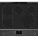 GE Profile 30-in Glass Top 5 burners 5.3-cu ft Air Fry Convection Oven Slide-In Electric Range ( Fingerprint Resistant Stainless Steel )